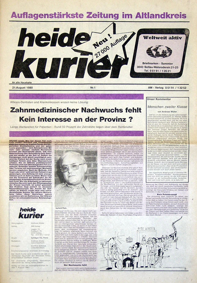 Historische Titelseite des Heide Kurier aus dem Jahr 1980